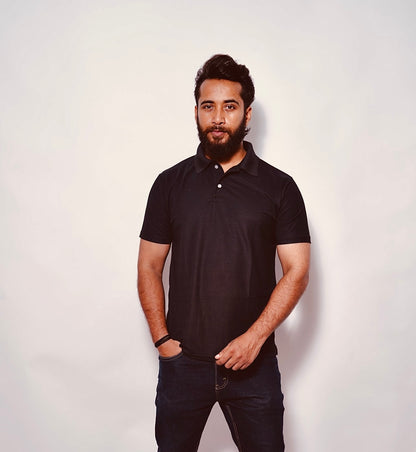 THE - Black polo T-shirt